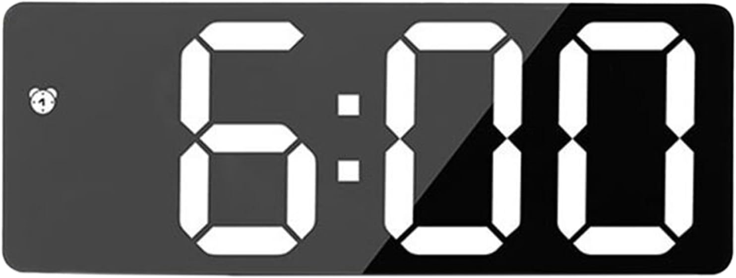 Mirror Alarm Clock, LED Display Timepiece, Large Number Mode, Sleek Digital Decor for Bedroom Apartment Dorm Living Room Nightstand and Morning Routine Use, 6.3x2.36x0.79 inches