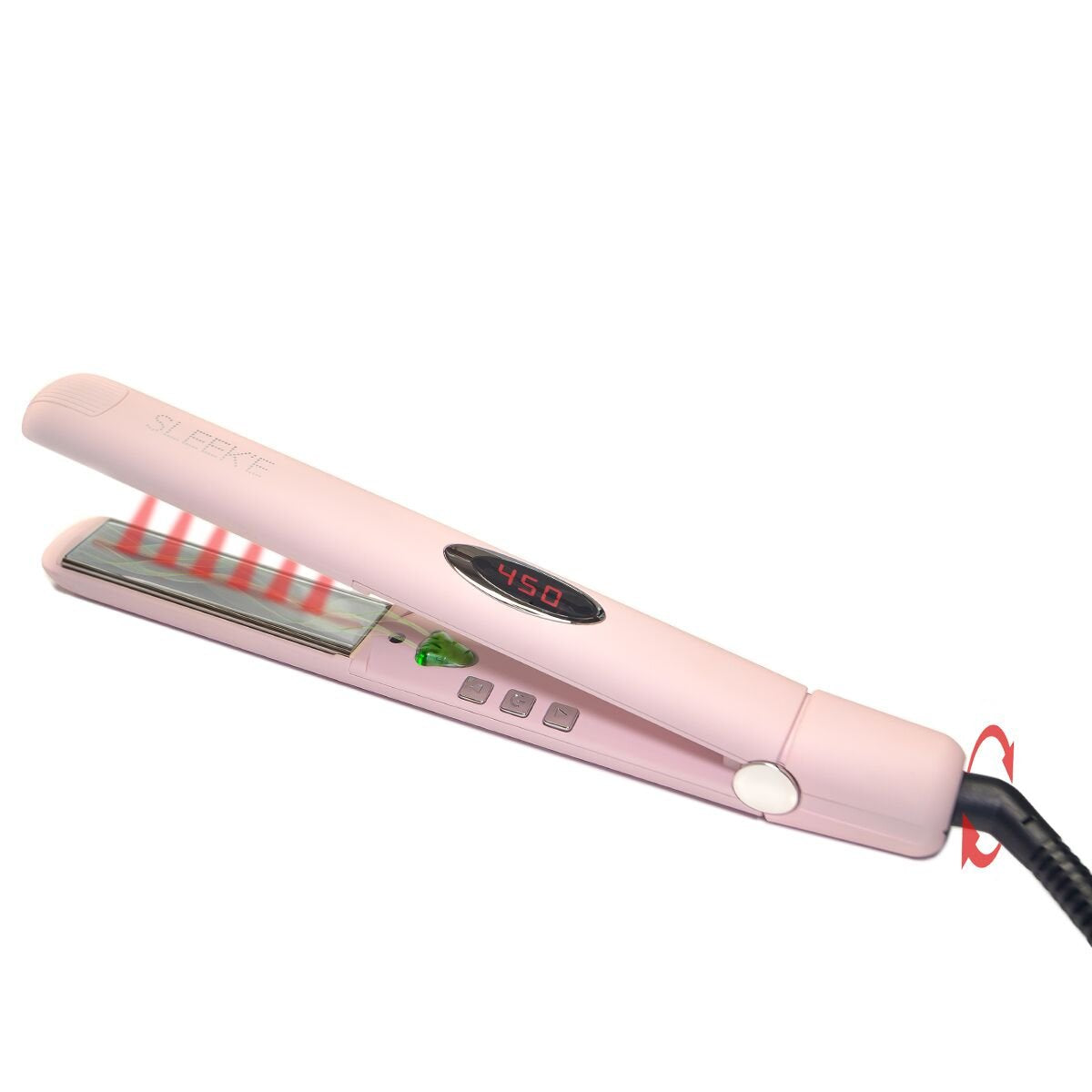 Sleek'e Professional Titanium Hair Straightener/Flat Iron for All Hair Types - 1-Inch Floating Plates with Negative Ion Booster for Shinier Hair (Pink)