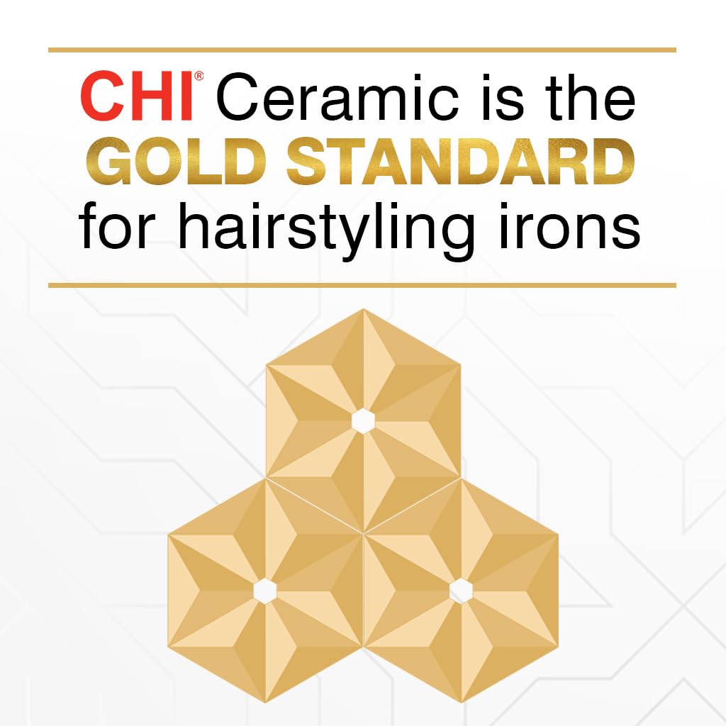 CHI Original Digital Ceramic Hairstyling Iron, Hair Straightener Delivers Shiny, Smooth Results, Even Heat for Less Damage, 1" Iron, Piano Black