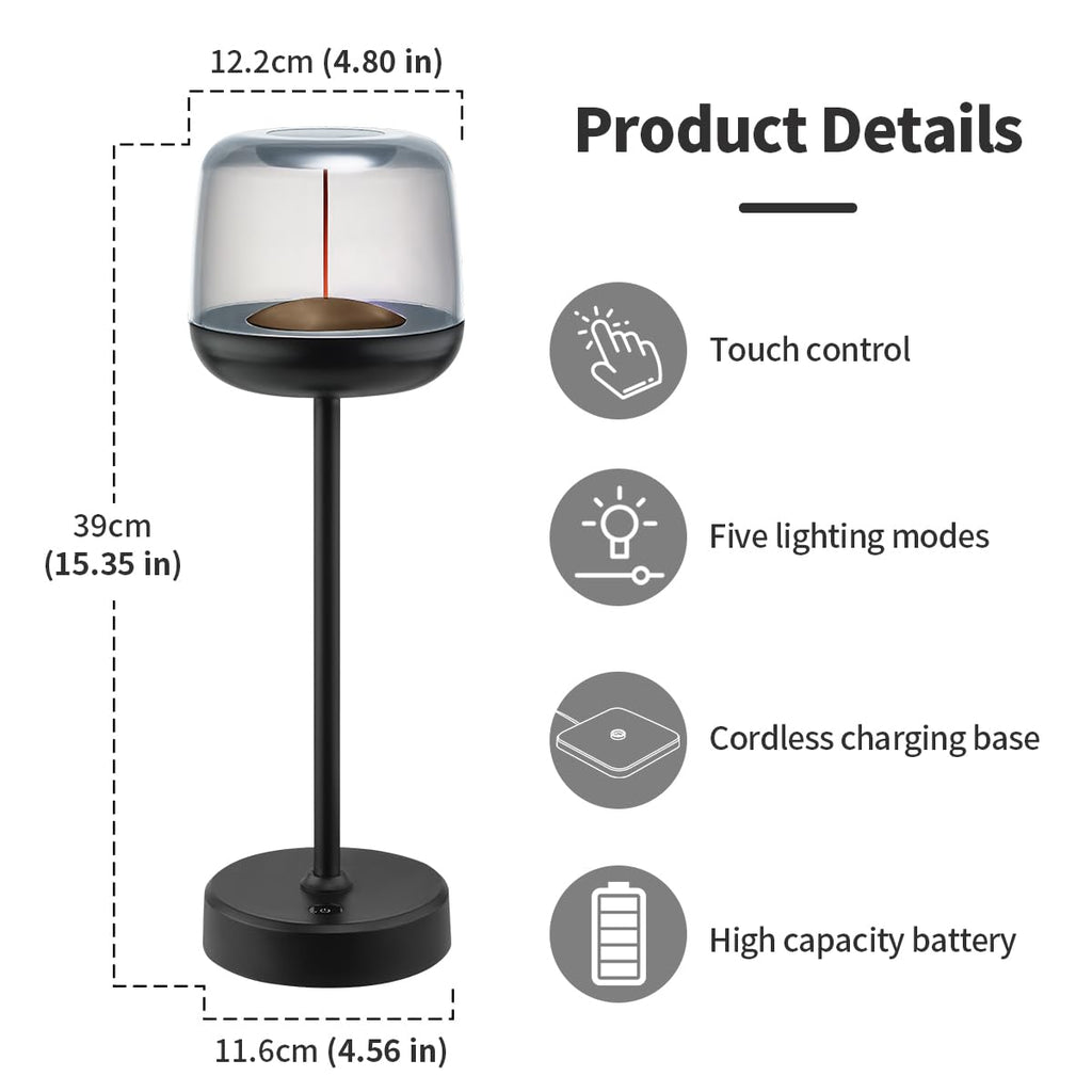 LED Table Lamp, Cordless Touch Lamp with 5 Lighting Mode, Rechargeable Battery LED Desk Lamp, Sleek Design & RGB Mode, Night Light for Living Room, Bedroom, Home Gifts, Outdoor bar