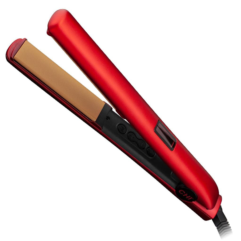 CHI Original Digital Ceramic Hairstyling Iron, Hair Straightener Delivers Shiny, Smooth Results, Even Heat for Less Damage, 1" Iron, Piano Black