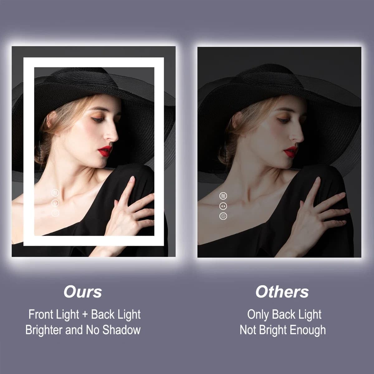 24 x 36 Inches LED Bathroom Mirror with Dimmable Lights, Anti-Fog Lighted Vanity Mirror, Front and Backlit, Tempered Glass, 3 Color Modes, Memory Function, Sleek Elegant Design