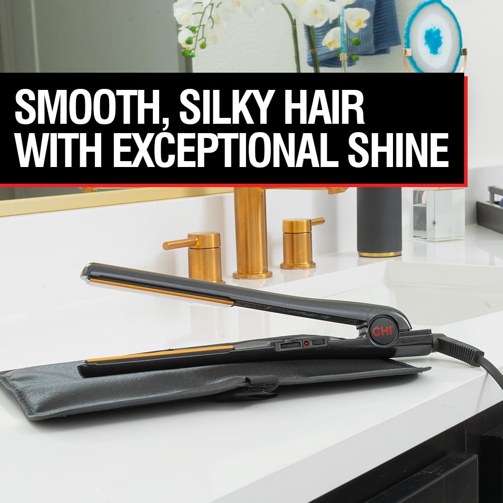 CHI Tourmaline Ceramic Series Flat Iron, Hair Straightener For Silky Smooth Hair, Ideal For Straightening Or Curling Hair, 1" Iron, Onyx Black