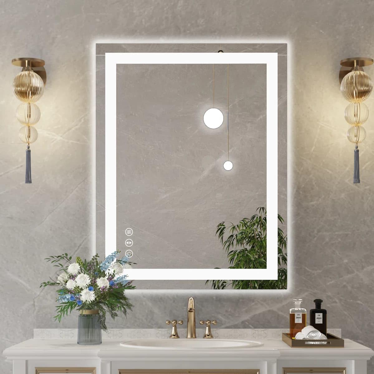 24 x 36 Inches LED Bathroom Mirror with Dimmable Lights, Anti-Fog Lighted Vanity Mirror, Front and Backlit, Tempered Glass, 3 Color Modes, Memory Function, Sleek Elegant Design