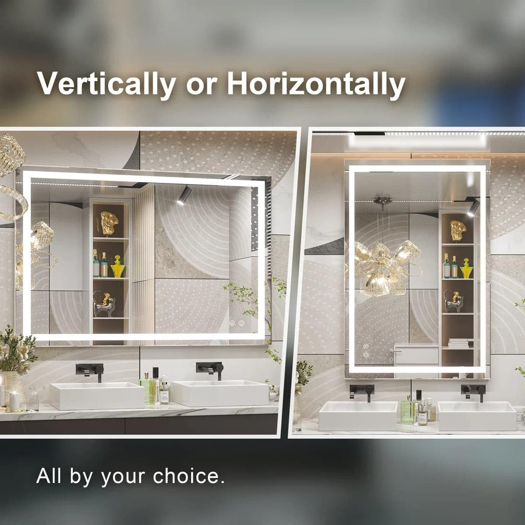 24 x 36 Inches LED Bathroom Mirror with Dimmable Lights, Anti-Fog Lighted Vanity Mirror, Front and Backlit, Tempered Glass, 3 Color Modes, Memory Function, Sleek Elegant Design