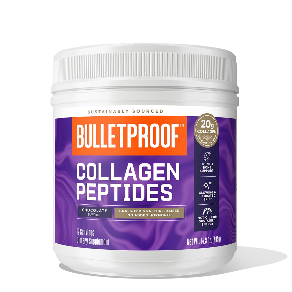 Bulletproof Chocolate Collagen Protein Powder with MCT Oil, 19g Protein, 42.3 Oz, Value Size, Collagen Peptides and Amino Acids for Healthy Skin, Bones and Joints
