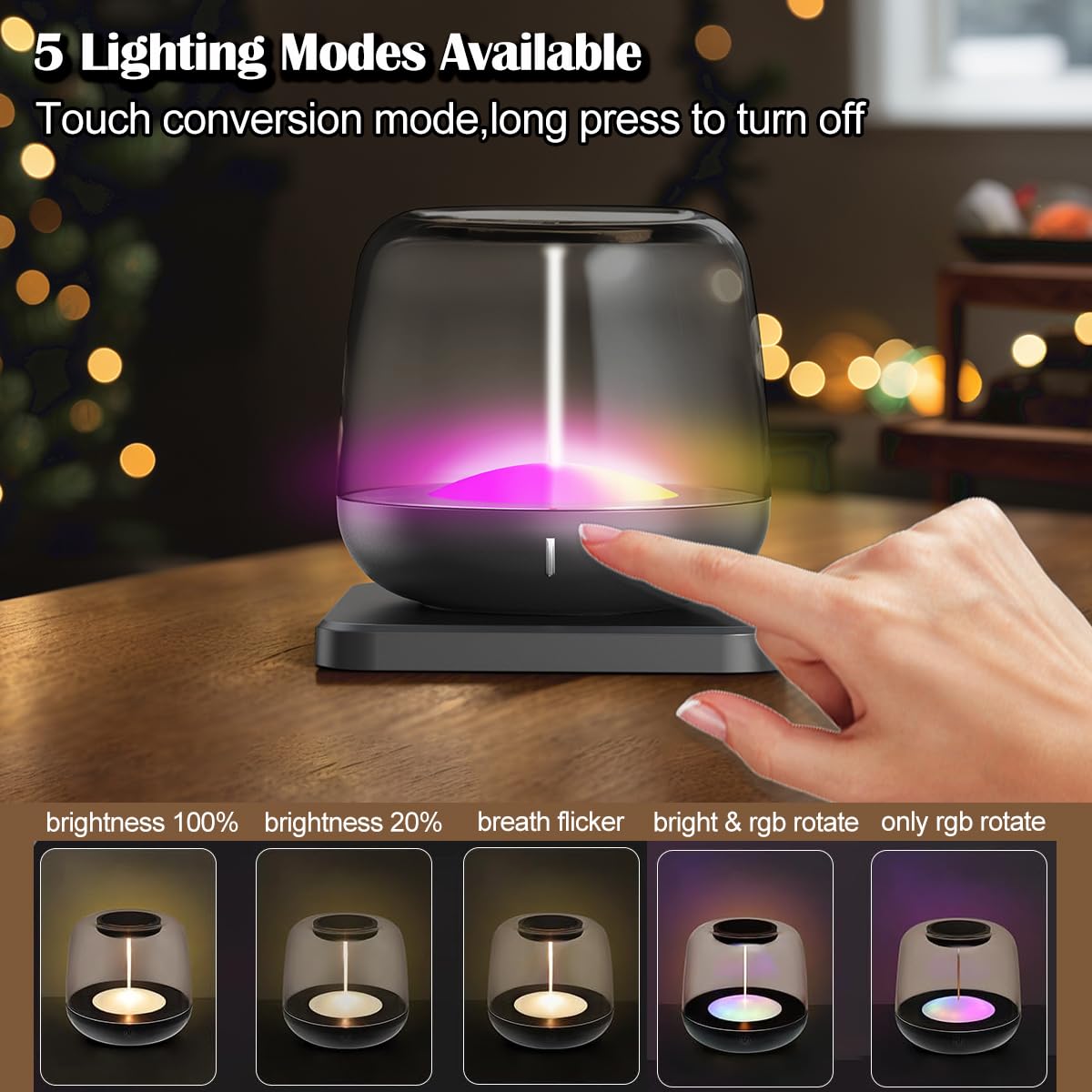 LED Table Lamp, Cordless Touch Lamp with 5 Lighting Mode, Rechargeable Battery LED Desk Lamp, Sleek Design & RGB Mode, Night Light for Living Room, Bedroom, Home Gifts, Outdoor bar
