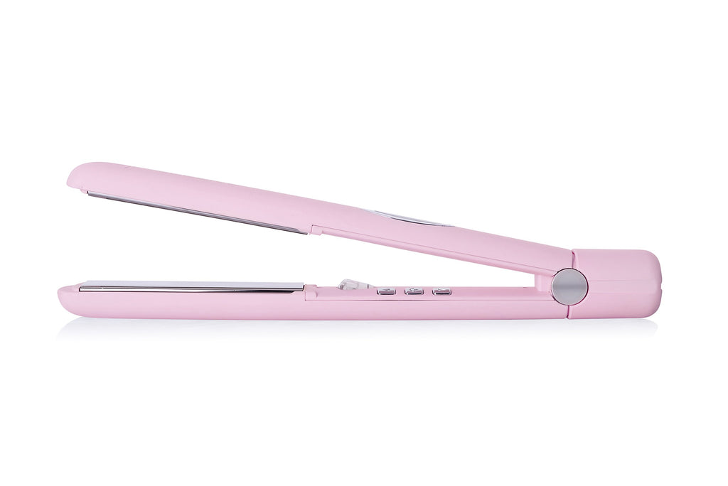 Sleek'e Professional Titanium Hair Straightener/Flat Iron for All Hair Types - 1-Inch Floating Plates with Negative Ion Booster for Shinier Hair (Pink)