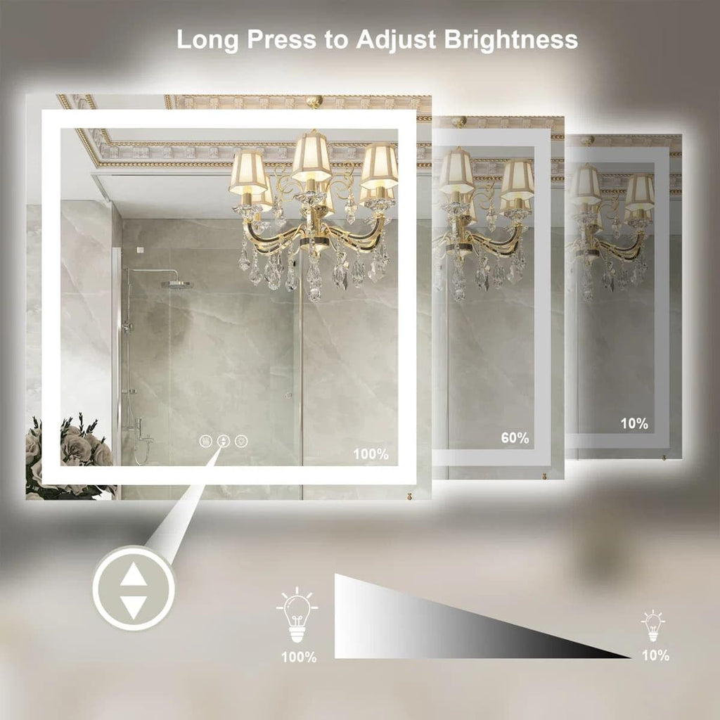 24 x 36 Inches LED Bathroom Mirror with Dimmable Lights, Anti-Fog Lighted Vanity Mirror, Front and Backlit, Tempered Glass, 3 Color Modes, Memory Function, Sleek Elegant Design