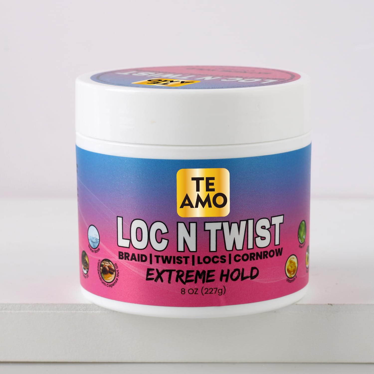 Te Amo Braiding Gel – Extreme Hold Braid | Cornrows | Long-Lasting Braiding Gel | Lock N Twist | No Flaking, High Shine for Braids, Locs, Twists & Cornrows (8 oz)