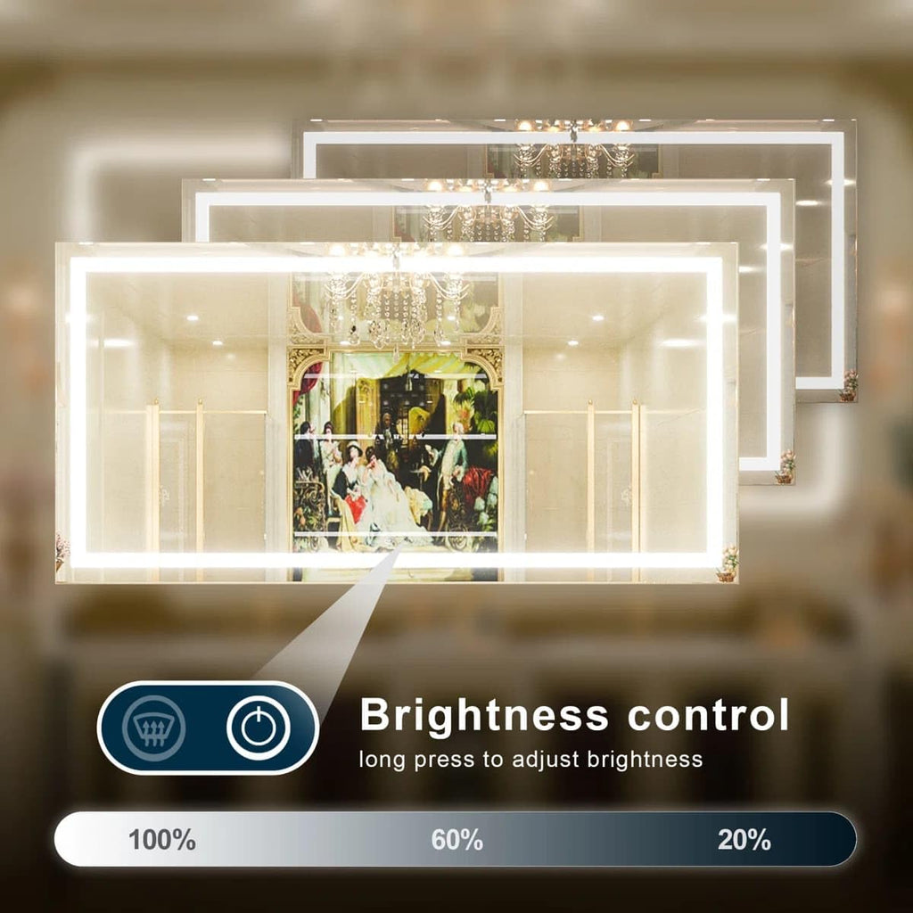 24 x 36 Inches LED Bathroom Mirror with Dimmable Lights, Anti-Fog Lighted Vanity Mirror, Front and Backlit, Tempered Glass, 3 Color Modes, Memory Function, Sleek Elegant Design