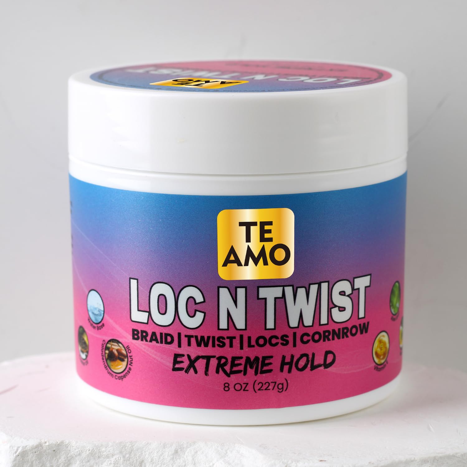 Te Amo Braiding Gel – Extreme Hold Braid | Cornrows | Long-Lasting Braiding Gel | Lock N Twist | No Flaking, High Shine for Braids, Locs, Twists & Cornrows (8 oz)