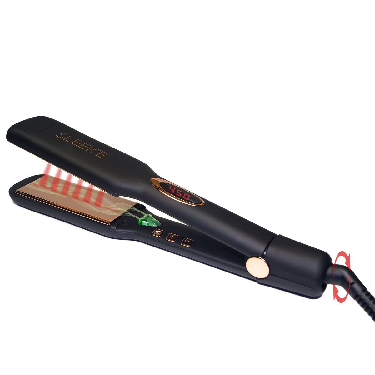 Sleek'e Professional Titanium Hair Straightener/Flat Iron for All Hair Types - 1-Inch Floating Plates with Negative Ion Booster for Shinier Hair (Pink)
