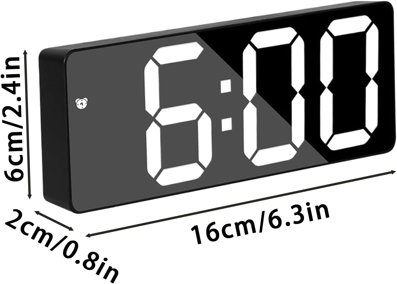 Mirror Alarm Clock, LED Display Timepiece, Large Number Mode, Sleek Digital Decor for Bedroom Apartment Dorm Living Room Nightstand and Morning Routine Use, 6.3x2.36x0.79 inches
