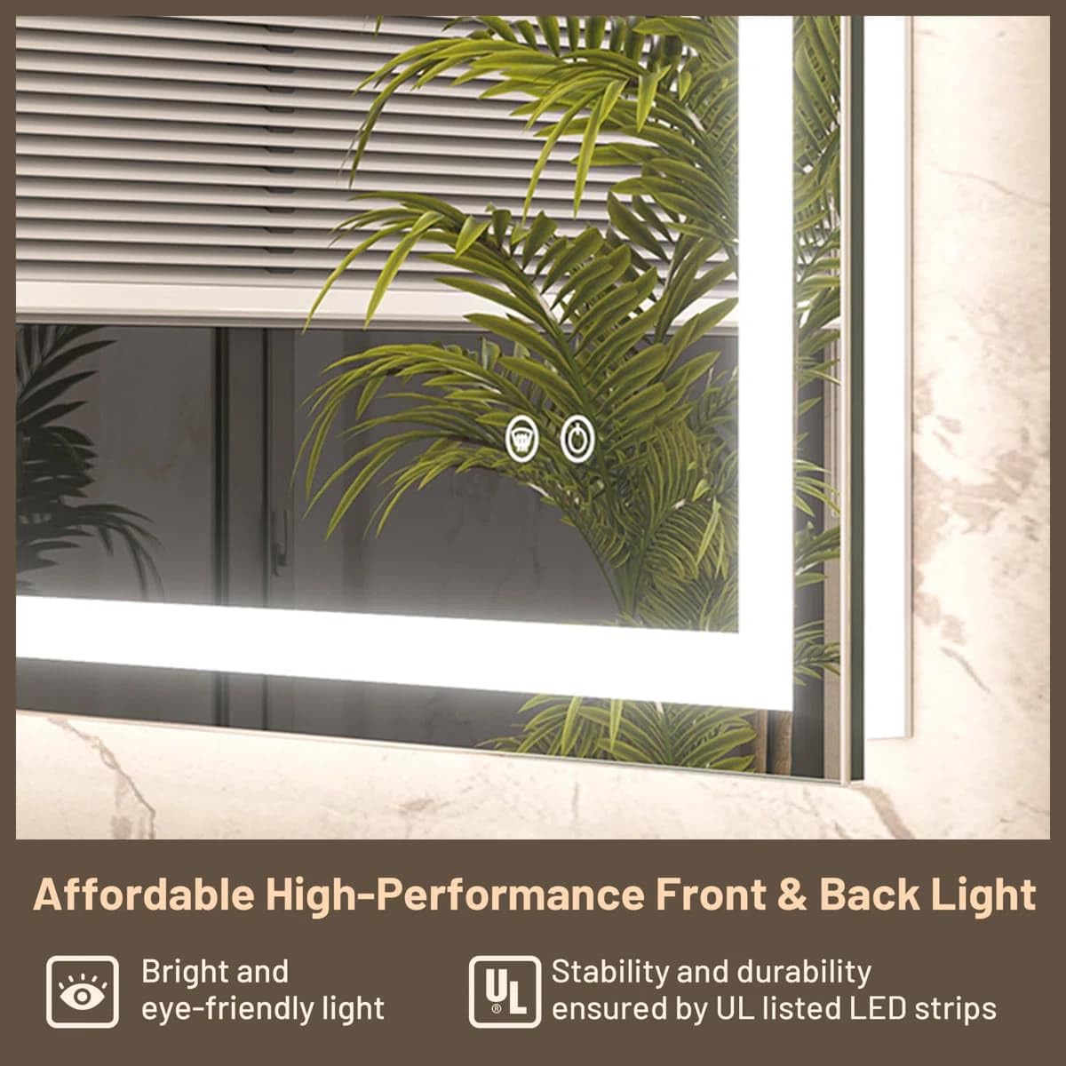 24 x 36 Inches LED Bathroom Mirror with Dimmable Lights, Anti-Fog Lighted Vanity Mirror, Front and Backlit, Tempered Glass, 3 Color Modes, Memory Function, Sleek Elegant Design