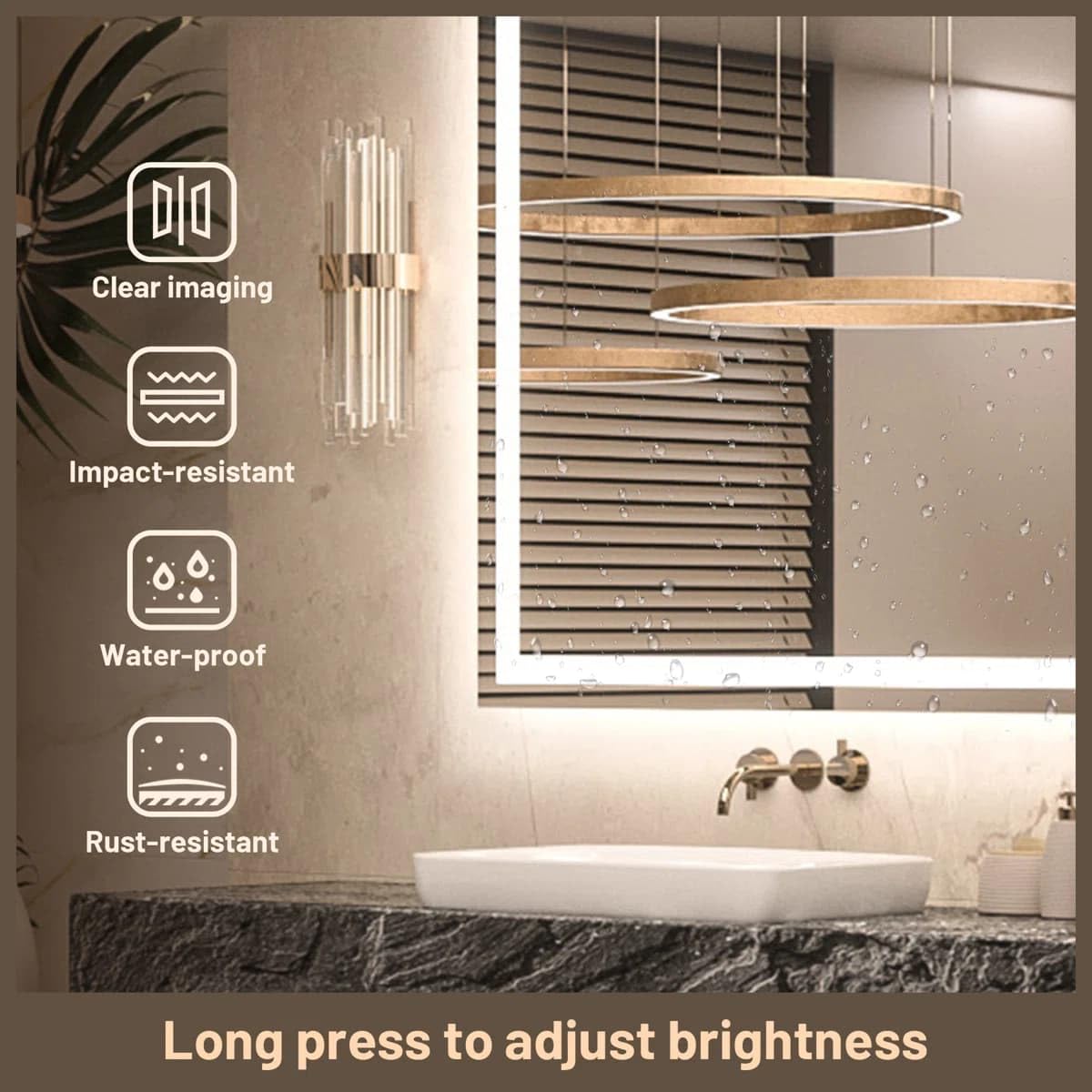 24 x 36 Inches LED Bathroom Mirror with Dimmable Lights, Anti-Fog Lighted Vanity Mirror, Front and Backlit, Tempered Glass, 3 Color Modes, Memory Function, Sleek Elegant Design