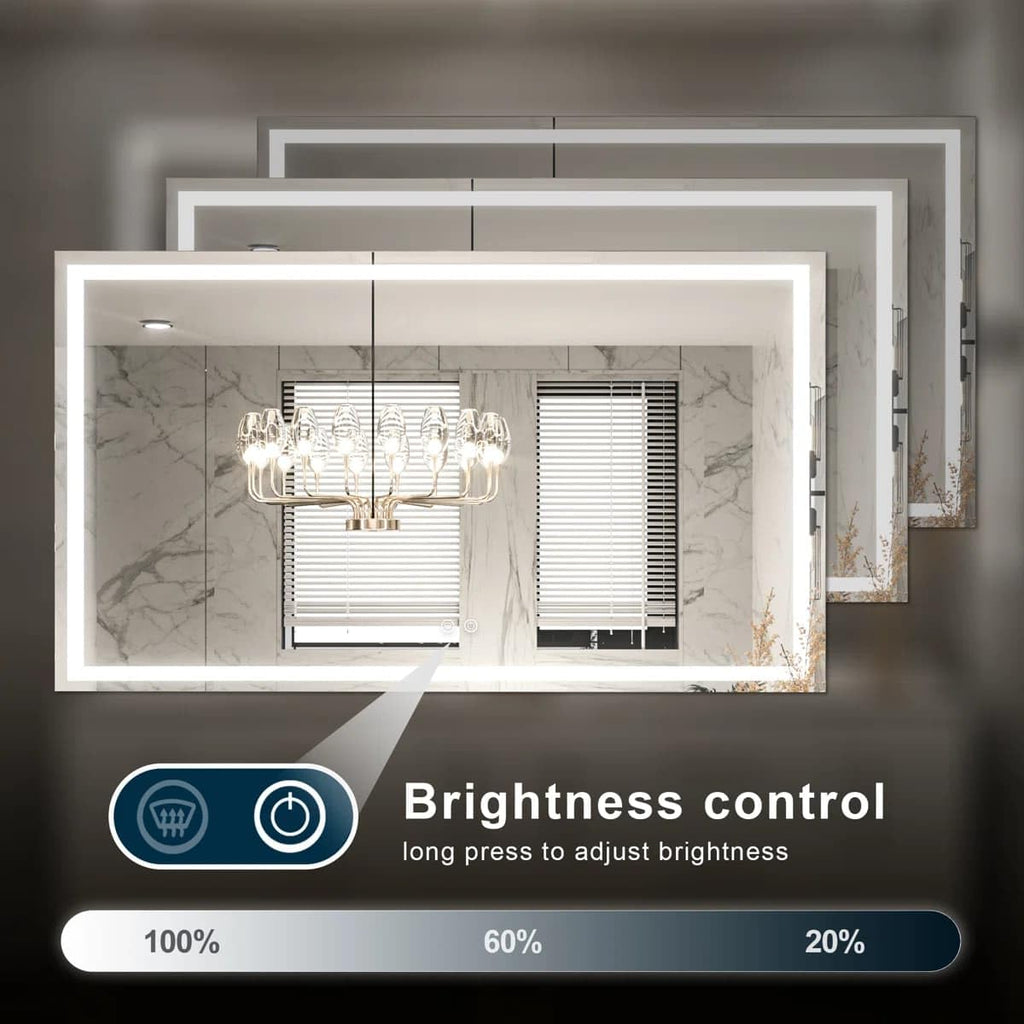 24 x 36 Inches LED Bathroom Mirror with Dimmable Lights, Anti-Fog Lighted Vanity Mirror, Front and Backlit, Tempered Glass, 3 Color Modes, Memory Function, Sleek Elegant Design