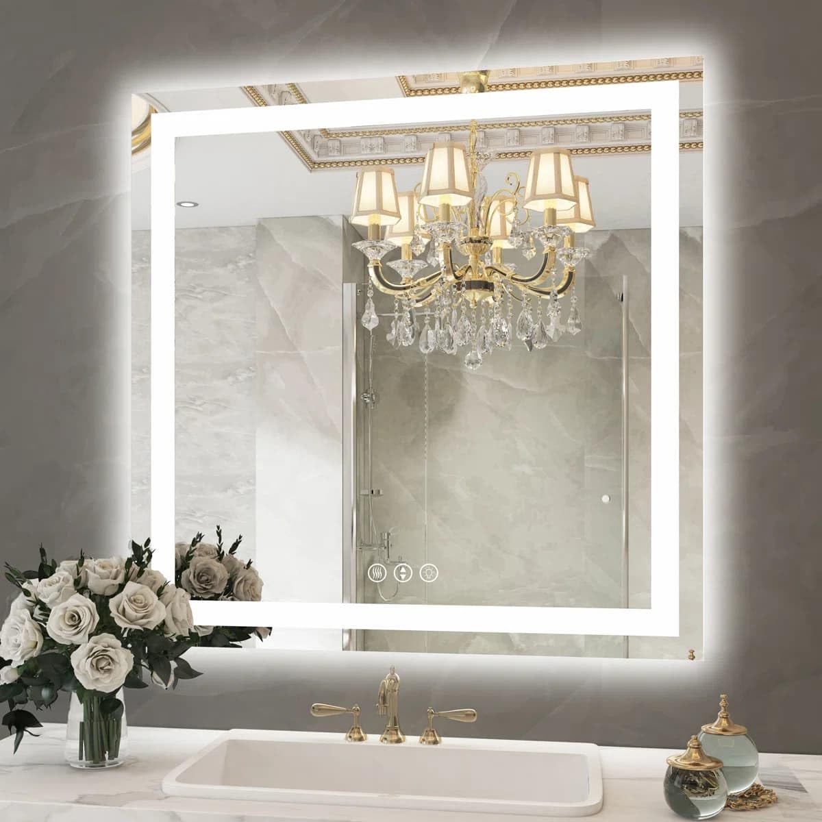 24 x 36 Inches LED Bathroom Mirror with Dimmable Lights, Anti-Fog Lighted Vanity Mirror, Front and Backlit, Tempered Glass, 3 Color Modes, Memory Function, Sleek Elegant Design