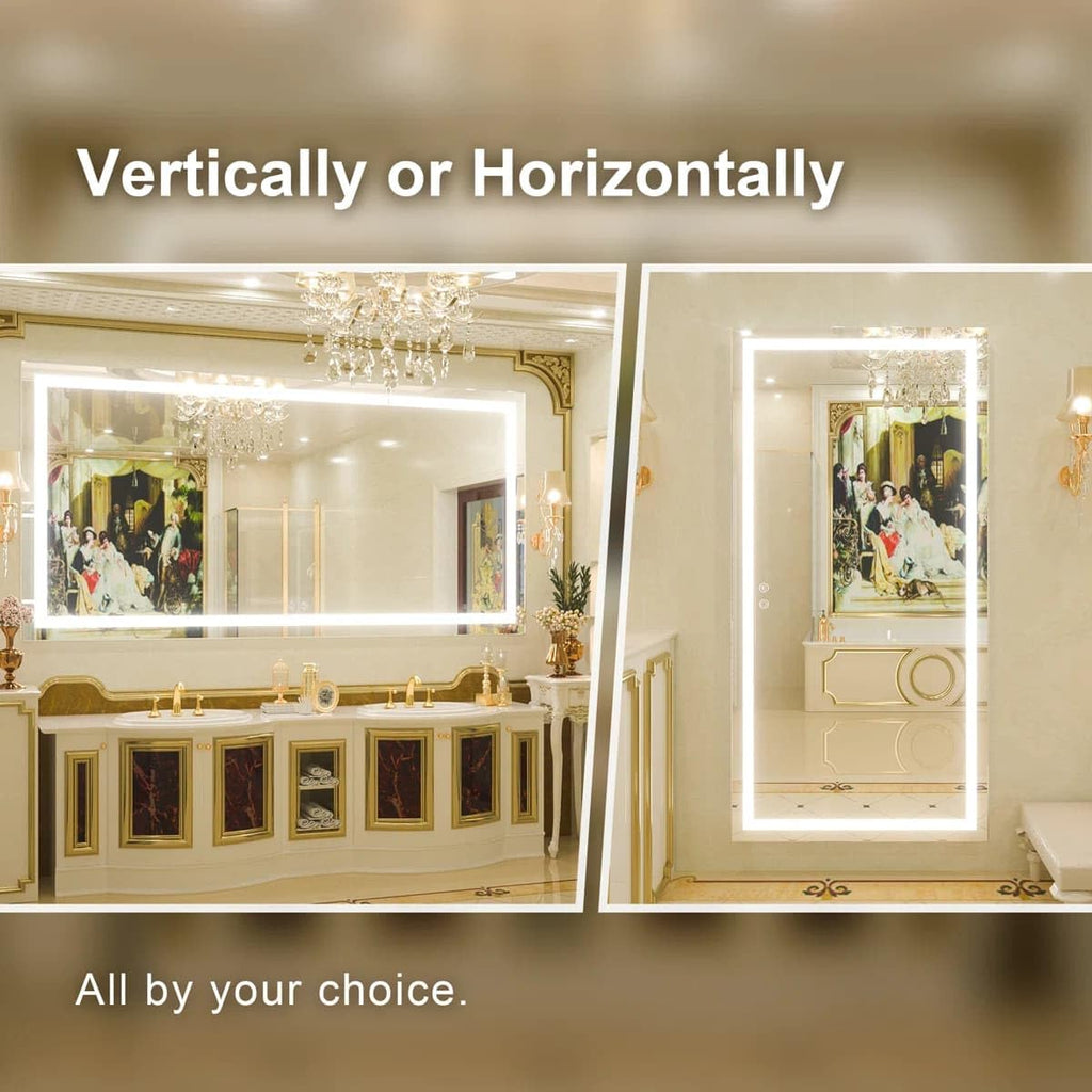 24 x 36 Inches LED Bathroom Mirror with Dimmable Lights, Anti-Fog Lighted Vanity Mirror, Front and Backlit, Tempered Glass, 3 Color Modes, Memory Function, Sleek Elegant Design