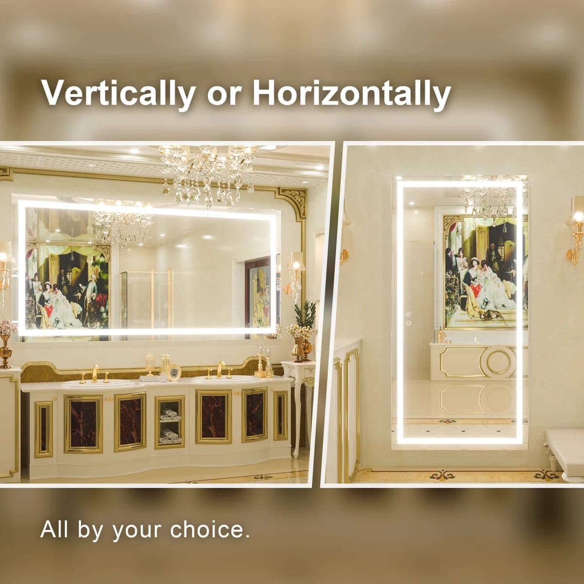 24 x 36 Inches LED Bathroom Mirror with Dimmable Lights, Anti-Fog Lighted Vanity Mirror, Front and Backlit, Tempered Glass, 3 Color Modes, Memory Function, Sleek Elegant Design