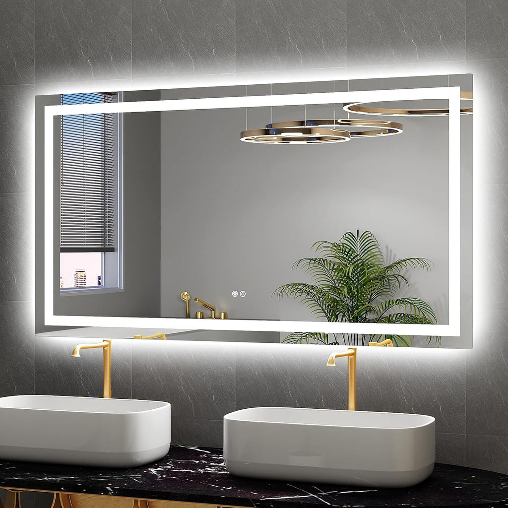 24 x 36 Inches LED Bathroom Mirror with Dimmable Lights, Anti-Fog Lighted Vanity Mirror, Front and Backlit, Tempered Glass, 3 Color Modes, Memory Function, Sleek Elegant Design
