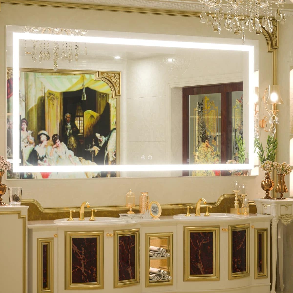 24 x 36 Inches LED Bathroom Mirror with Dimmable Lights, Anti-Fog Lighted Vanity Mirror, Front and Backlit, Tempered Glass, 3 Color Modes, Memory Function, Sleek Elegant Design