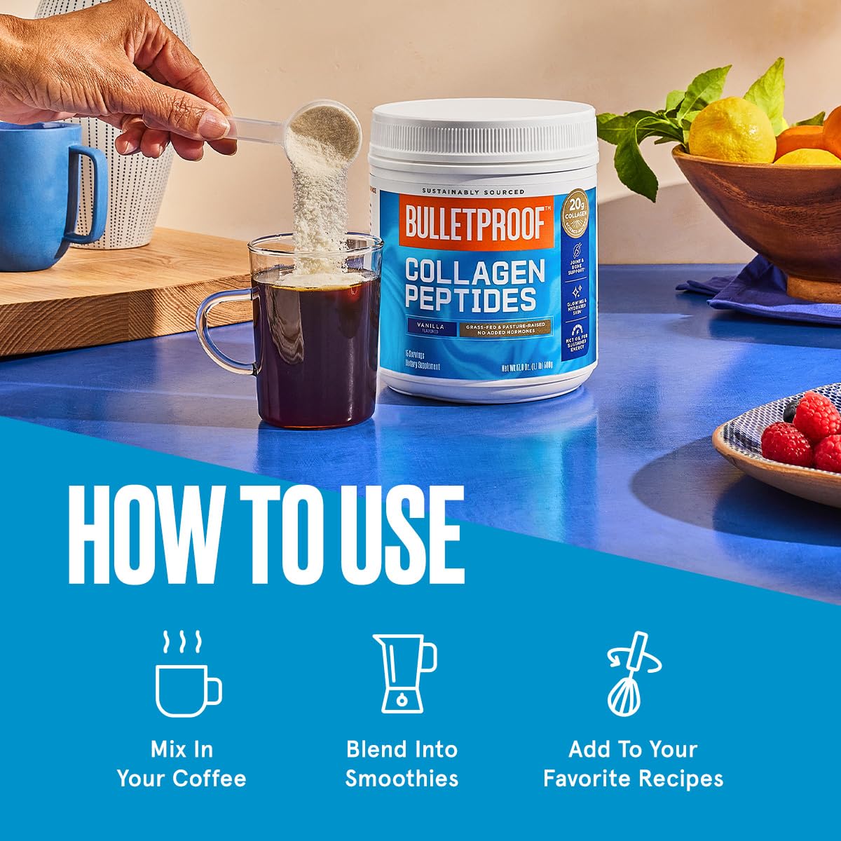 Bulletproof Chocolate Collagen Protein Powder with MCT Oil, 19g Protein, 42.3 Oz, Value Size, Collagen Peptides and Amino Acids for Healthy Skin, Bones and Joints