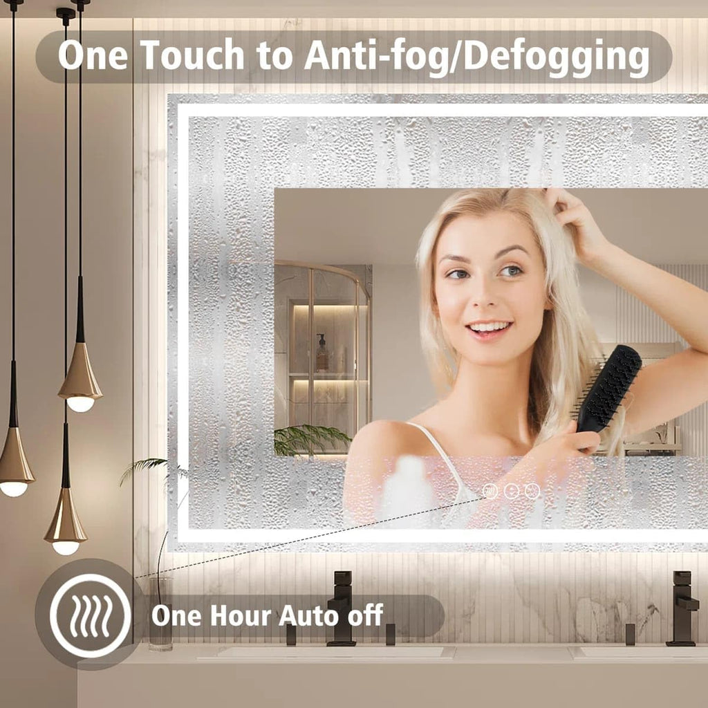 24 x 36 Inches LED Bathroom Mirror with Dimmable Lights, Anti-Fog Lighted Vanity Mirror, Front and Backlit, Tempered Glass, 3 Color Modes, Memory Function, Sleek Elegant Design