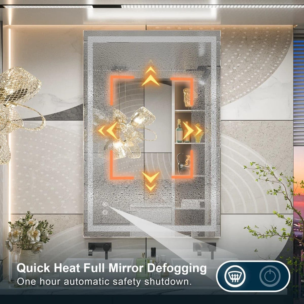 24 x 36 Inches LED Bathroom Mirror with Dimmable Lights, Anti-Fog Lighted Vanity Mirror, Front and Backlit, Tempered Glass, 3 Color Modes, Memory Function, Sleek Elegant Design