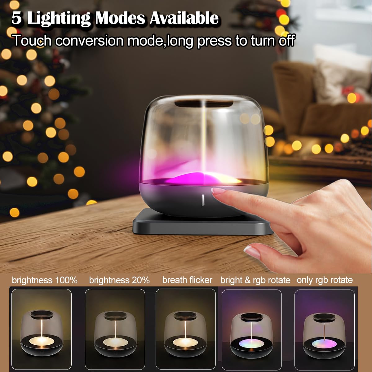 LED Table Lamp, Cordless Touch Lamp with 5 Lighting Mode, Rechargeable Battery LED Desk Lamp, Sleek Design & RGB Mode, Night Light for Living Room, Bedroom, Home Gifts, Outdoor bar