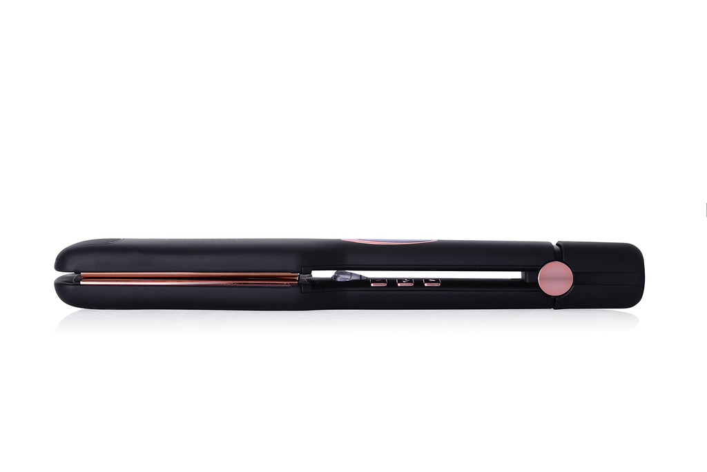 Sleek'e Professional Titanium Hair Straightener/Flat Iron for All Hair Types - 1-Inch Floating Plates with Negative Ion Booster for Shinier Hair (Pink)
