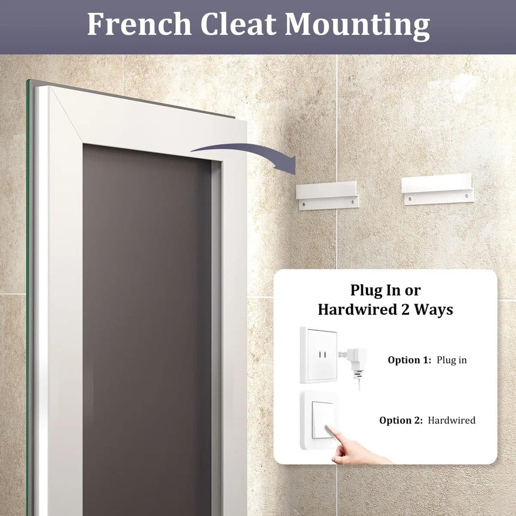 24 x 36 Inches LED Bathroom Mirror with Dimmable Lights, Anti-Fog Lighted Vanity Mirror, Front and Backlit, Tempered Glass, 3 Color Modes, Memory Function, Sleek Elegant Design
