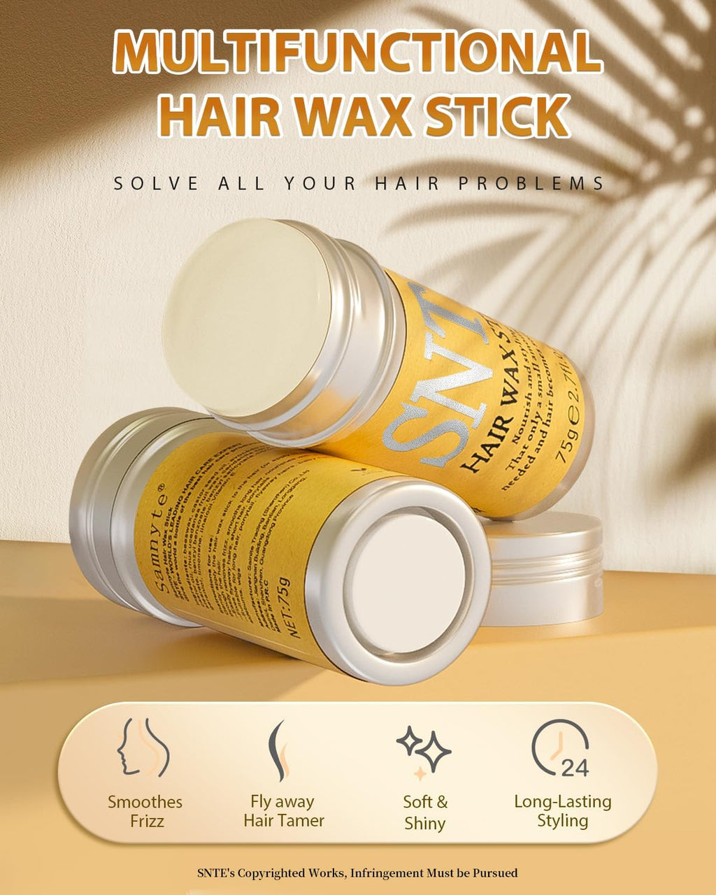 Hair Wax Stick, Wig Band Set - Smooths Flyaways, Sleek Ponytail, Baby Hairs, Edge Control - Lace Melting Band for Wig Glue Lace Glue