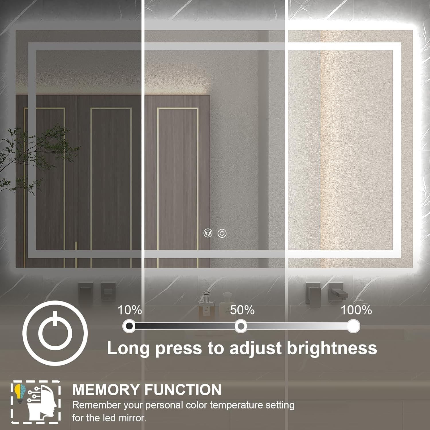 24 x 36 Inches LED Bathroom Mirror with Dimmable Lights, Anti-Fog Lighted Vanity Mirror, Front and Backlit, Tempered Glass, 3 Color Modes, Memory Function, Sleek Elegant Design