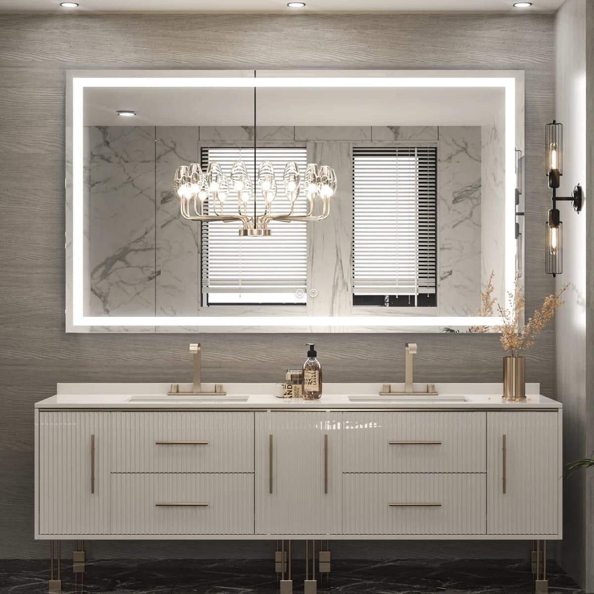 24 x 36 Inches LED Bathroom Mirror with Dimmable Lights, Anti-Fog Lighted Vanity Mirror, Front and Backlit, Tempered Glass, 3 Color Modes, Memory Function, Sleek Elegant Design