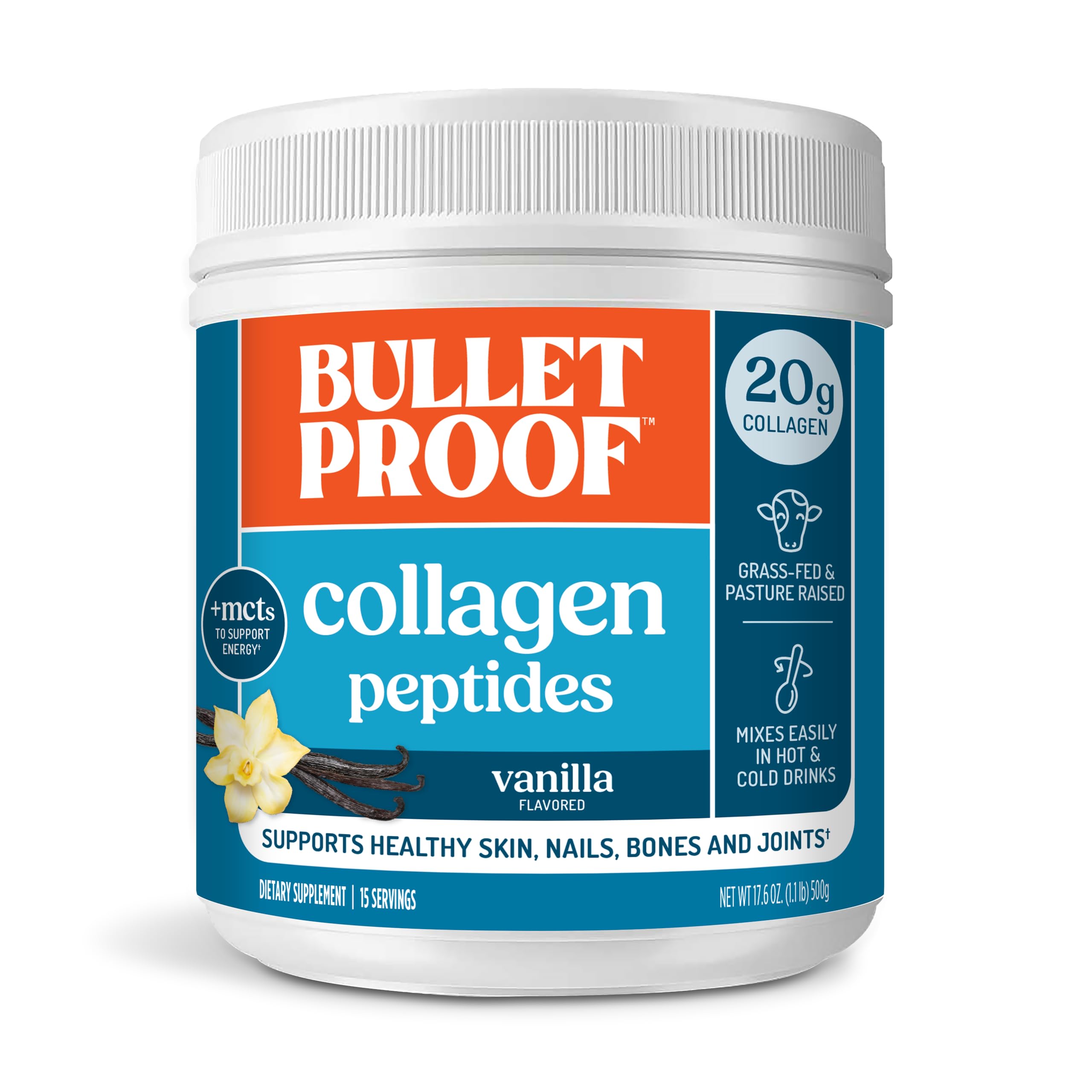 Bulletproof Chocolate Collagen Protein Powder with MCT Oil, 19g Protein, 42.3 Oz, Value Size, Collagen Peptides and Amino Acids for Healthy Skin, Bones and Joints