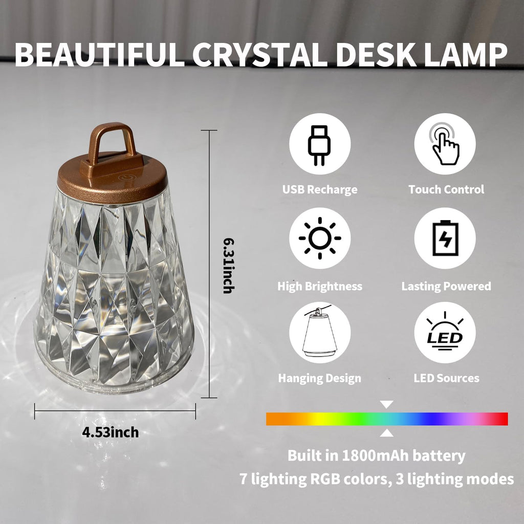 LED Table Lamp, Cordless Touch Lamp with 5 Lighting Mode, Rechargeable Battery LED Desk Lamp, Sleek Design & RGB Mode, Night Light for Living Room, Bedroom, Home Gifts, Outdoor bar