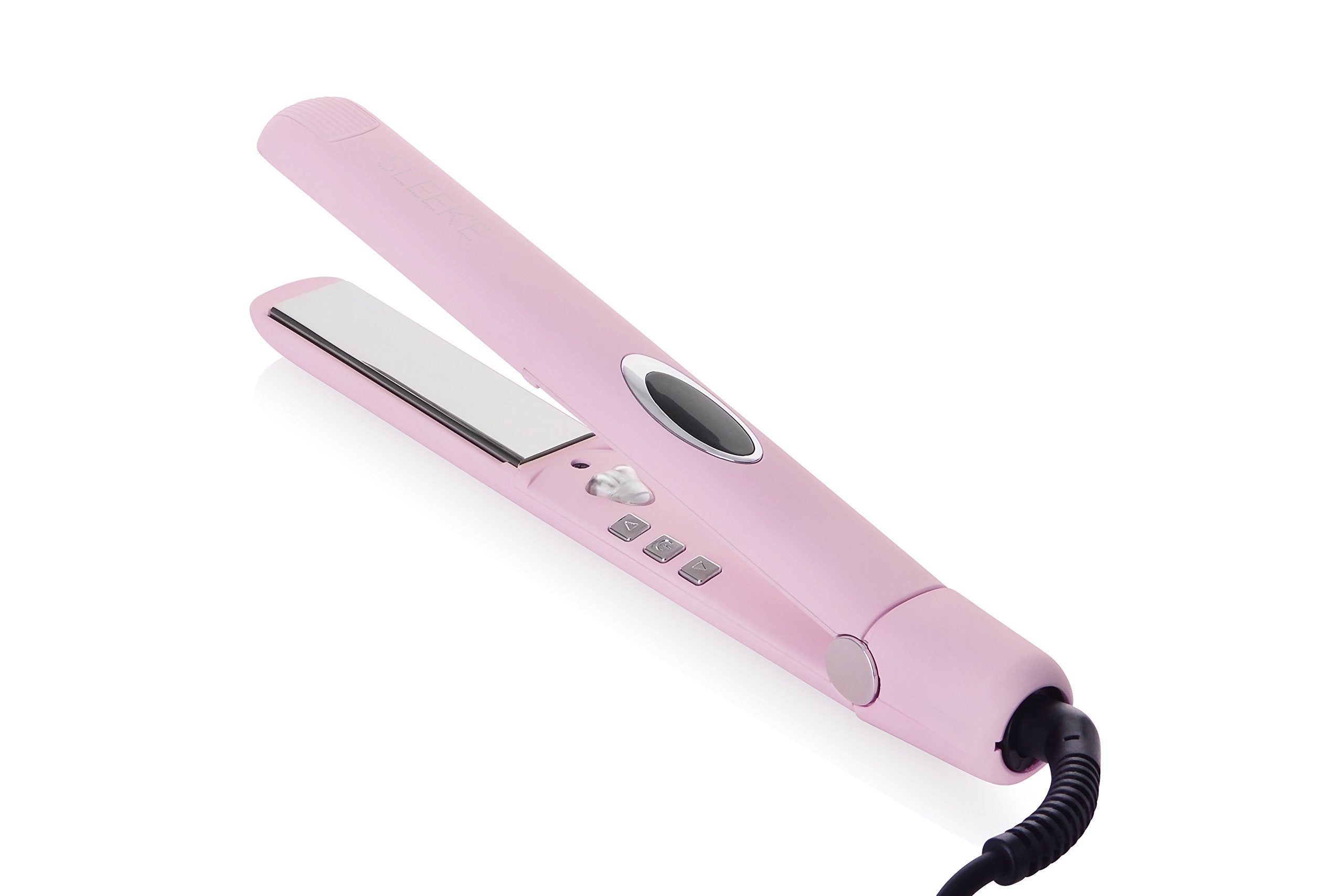 Sleek'e Professional Titanium Hair Straightener/Flat Iron for All Hair Types - 1-Inch Floating Plates with Negative Ion Booster for Shinier Hair (Pink)