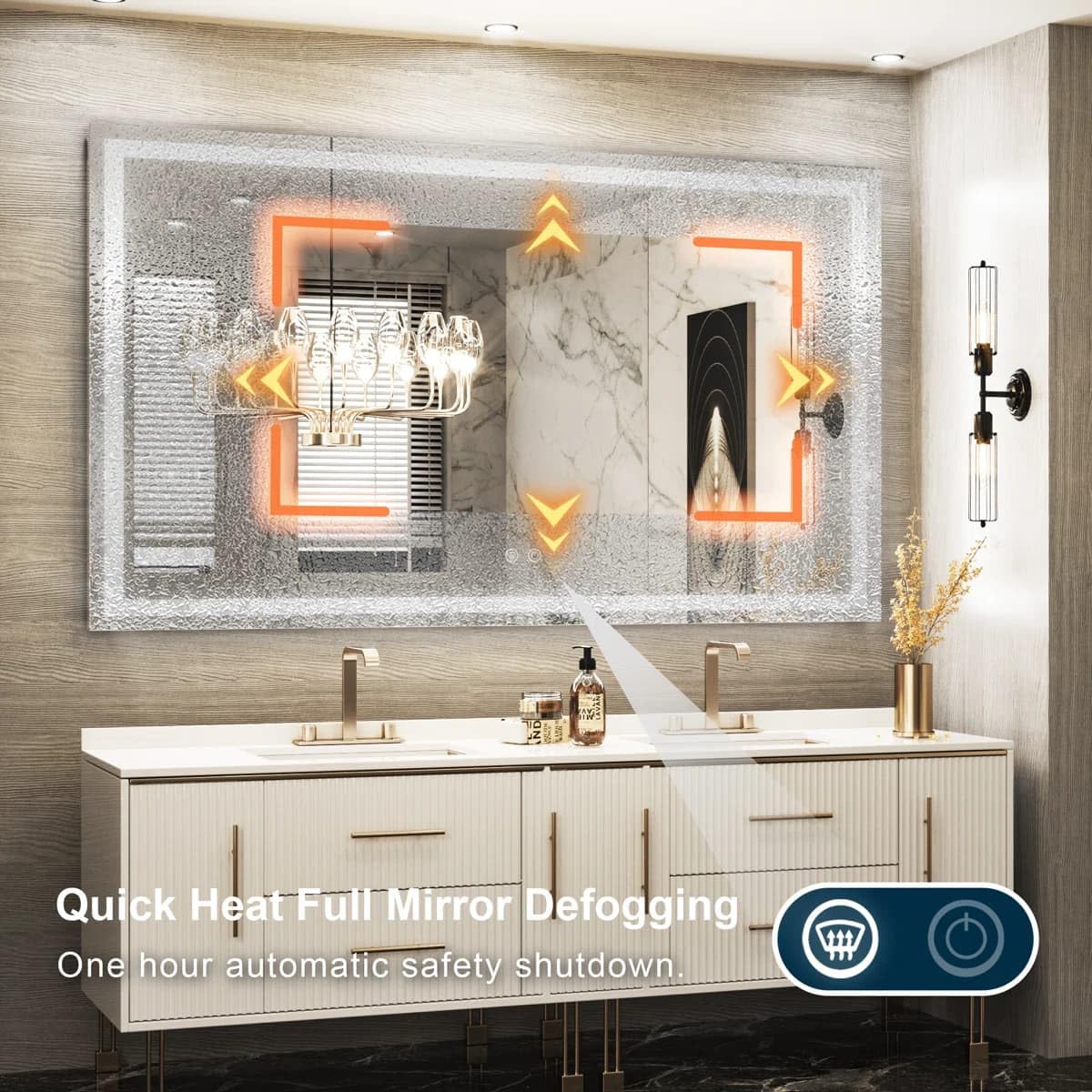 24 x 36 Inches LED Bathroom Mirror with Dimmable Lights, Anti-Fog Lighted Vanity Mirror, Front and Backlit, Tempered Glass, 3 Color Modes, Memory Function, Sleek Elegant Design