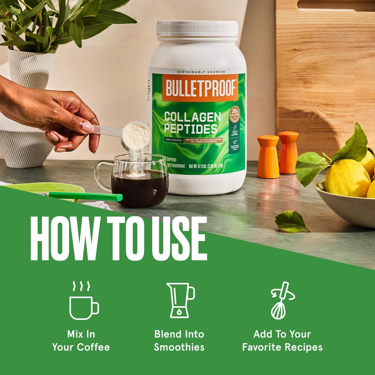 Bulletproof Chocolate Collagen Protein Powder with MCT Oil, 19g Protein, 42.3 Oz, Value Size, Collagen Peptides and Amino Acids for Healthy Skin, Bones and Joints