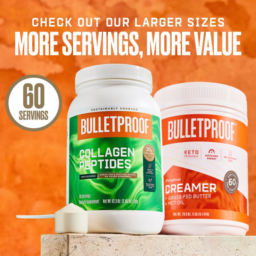 Bulletproof Chocolate Collagen Protein Powder with MCT Oil, 19g Protein, 42.3 Oz, Value Size, Collagen Peptides and Amino Acids for Healthy Skin, Bones and Joints
