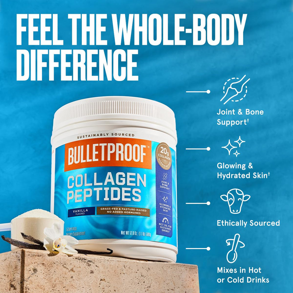 Bulletproof Chocolate Collagen Protein Powder with MCT Oil, 19g Protein, 42.3 Oz, Value Size, Collagen Peptides and Amino Acids for Healthy Skin, Bones and Joints