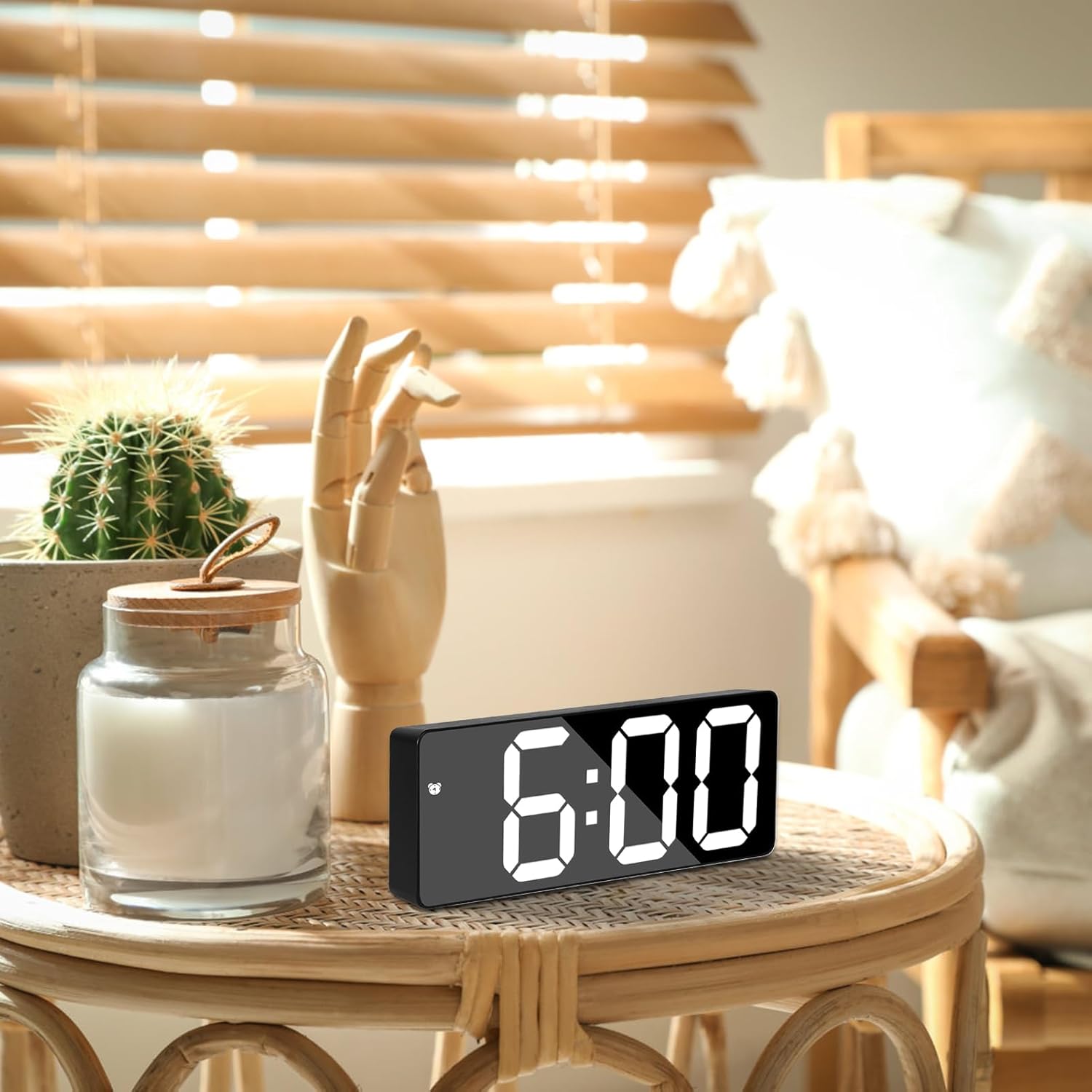 Mirror Alarm Clock, LED Display Timepiece, Large Number Mode, Sleek Digital Decor for Bedroom Apartment Dorm Living Room Nightstand and Morning Routine Use, 6.3x2.36x0.79 inches