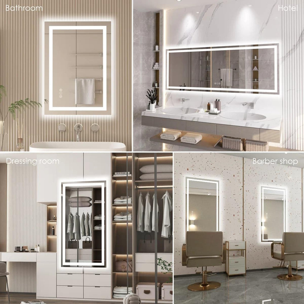 24 x 36 Inches LED Bathroom Mirror with Dimmable Lights, Anti-Fog Lighted Vanity Mirror, Front and Backlit, Tempered Glass, 3 Color Modes, Memory Function, Sleek Elegant Design