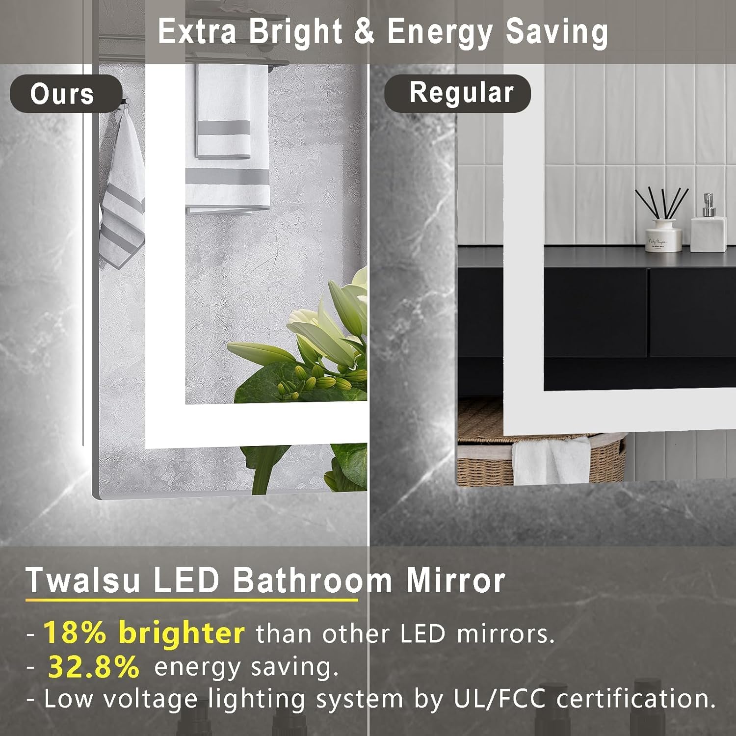 24 x 36 Inches LED Bathroom Mirror with Dimmable Lights, Anti-Fog Lighted Vanity Mirror, Front and Backlit, Tempered Glass, 3 Color Modes, Memory Function, Sleek Elegant Design