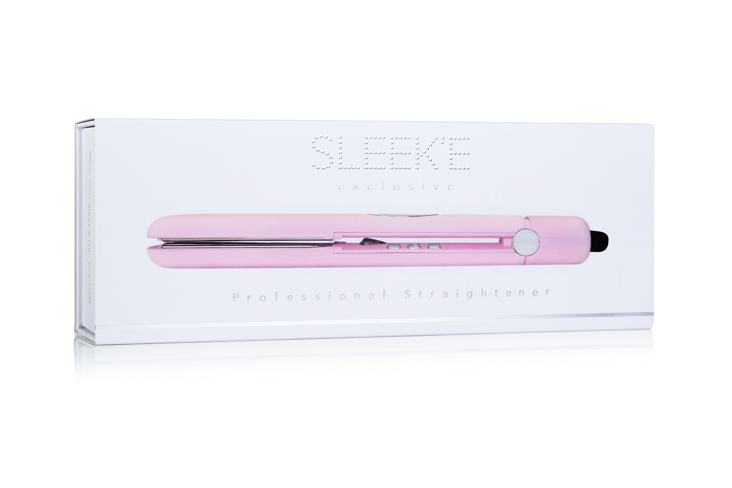 Sleek'e Professional Titanium Hair Straightener/Flat Iron for All Hair Types - 1-Inch Floating Plates with Negative Ion Booster for Shinier Hair (Pink)