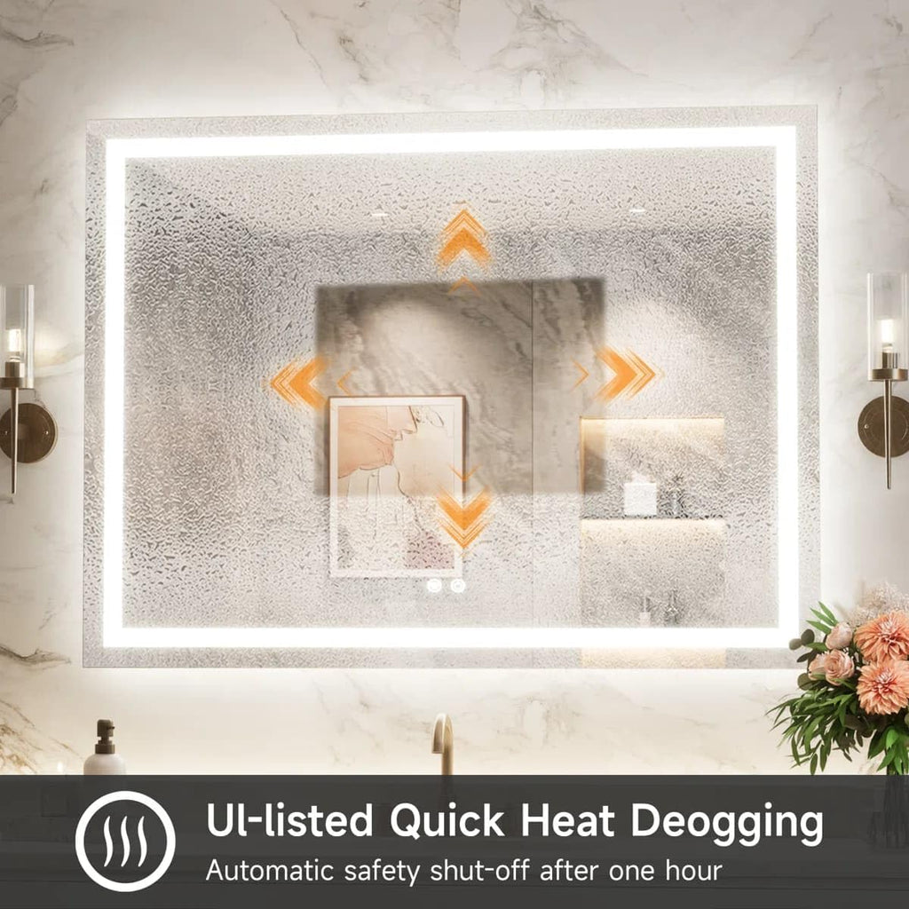 24 x 36 Inches LED Bathroom Mirror with Dimmable Lights, Anti-Fog Lighted Vanity Mirror, Front and Backlit, Tempered Glass, 3 Color Modes, Memory Function, Sleek Elegant Design