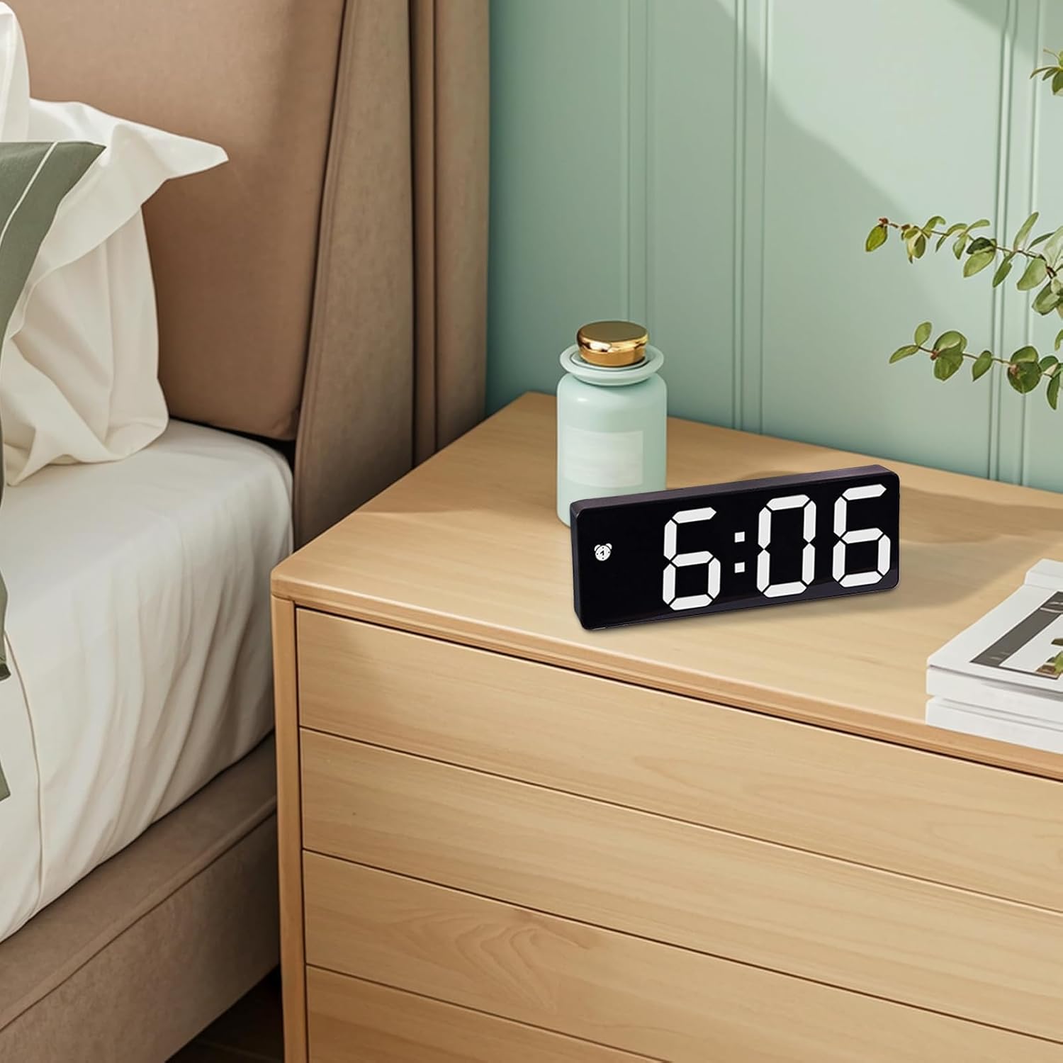Mirror Alarm Clock, LED Display Timepiece, Large Number Mode, Sleek Digital Decor for Bedroom Apartment Dorm Living Room Nightstand and Morning Routine Use, 6.3x2.36x0.79 inches