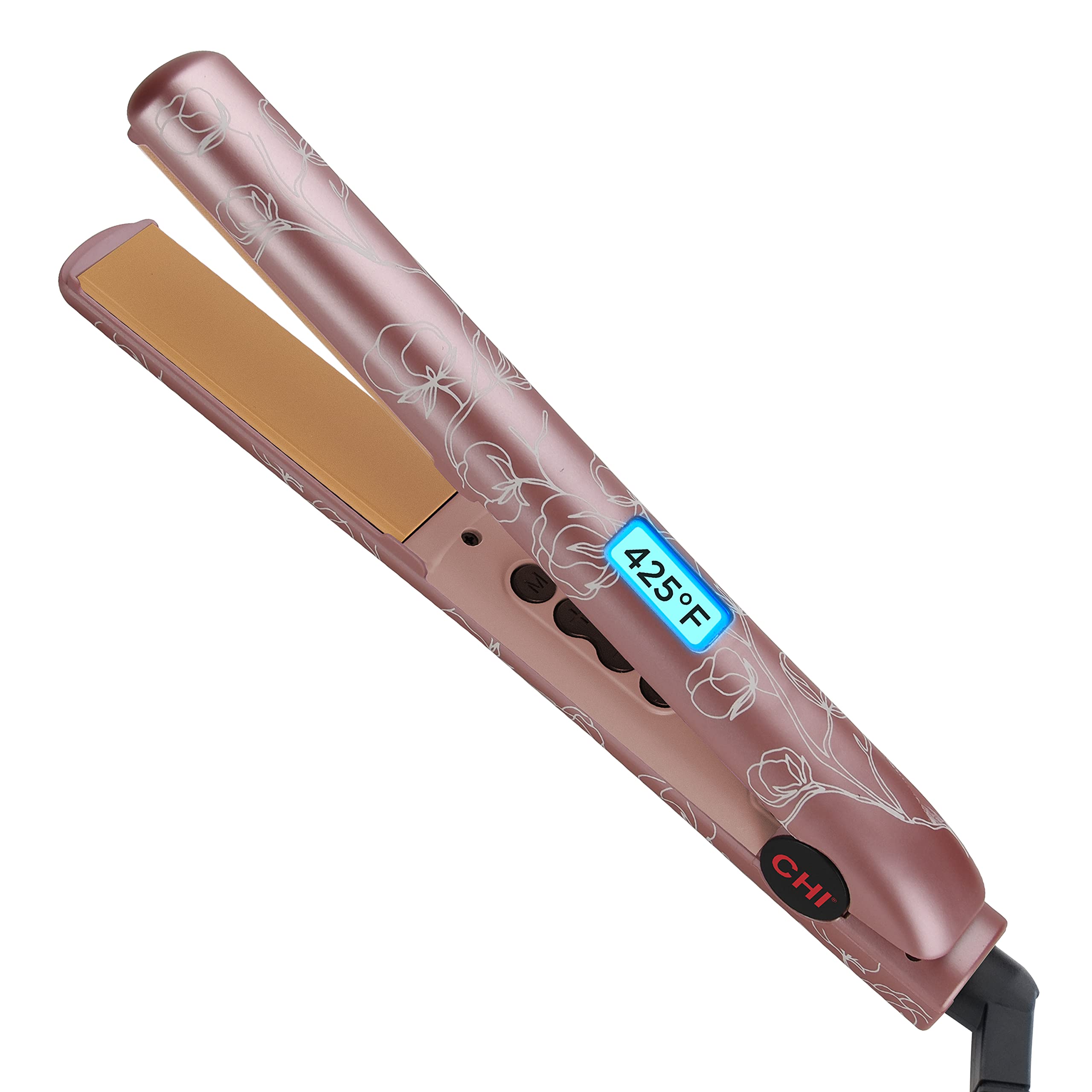 CHI Original Digital Ceramic Hairstyling Iron, Hair Straightener Delivers Shiny, Smooth Results, Even Heat for Less Damage, 1" Iron, Piano Black