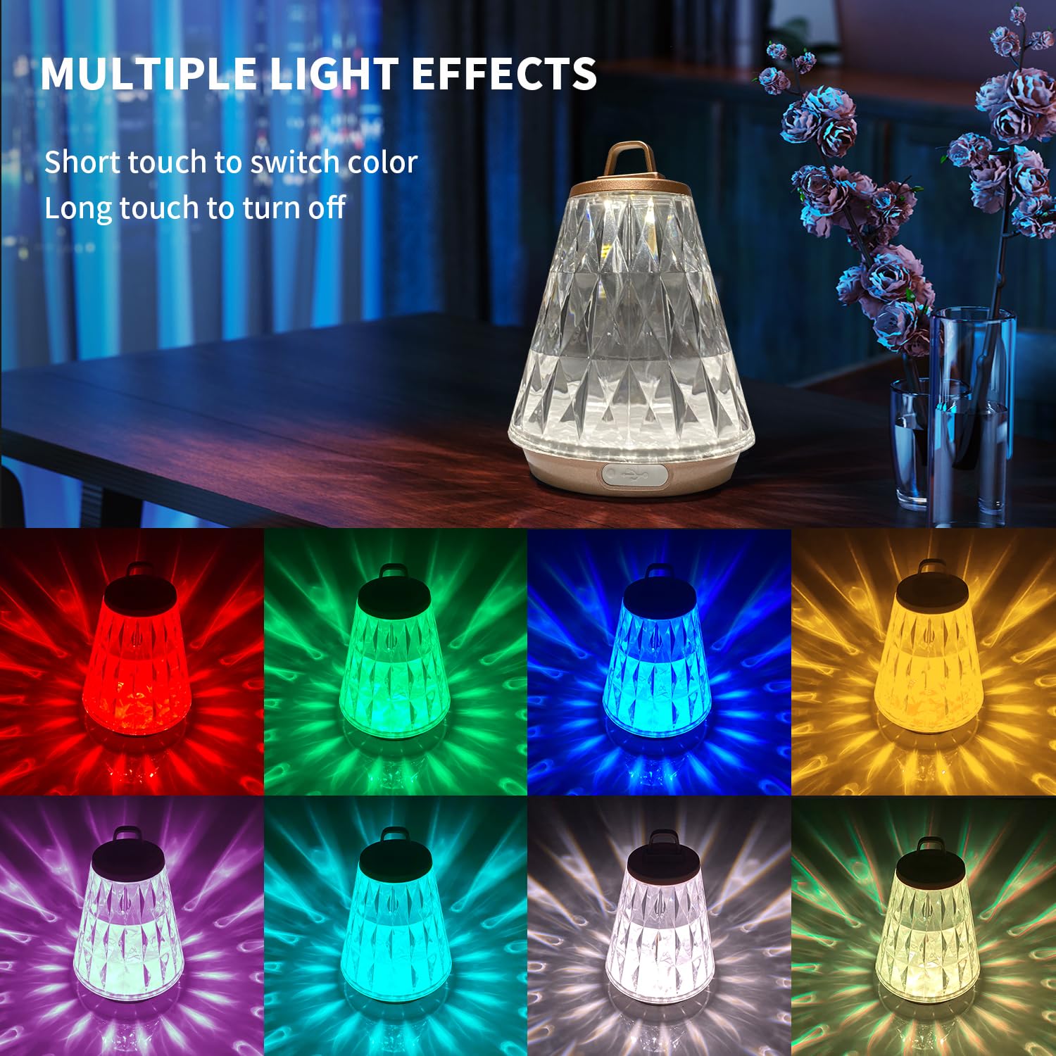 LED Table Lamp, Cordless Touch Lamp with 5 Lighting Mode, Rechargeable Battery LED Desk Lamp, Sleek Design & RGB Mode, Night Light for Living Room, Bedroom, Home Gifts, Outdoor bar